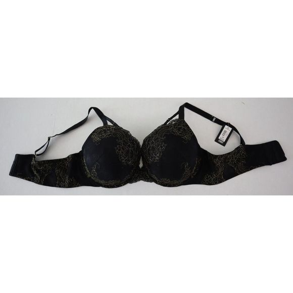 Torrid Curve Sz 44D Black/Gold Lace Push-Up Plunge Padded Under Wired Bra $60 - Picture 8 of 12